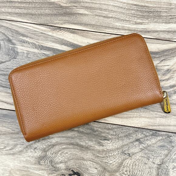 Michael Kors Large Luggage Tan Pebbled Leather Zip Around Wallet - Picture 4 of 12